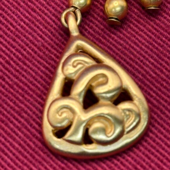 VTG Anne Klein II Brushed Satin Gold-Plated Pendant Necklace - Picture 14 of 14